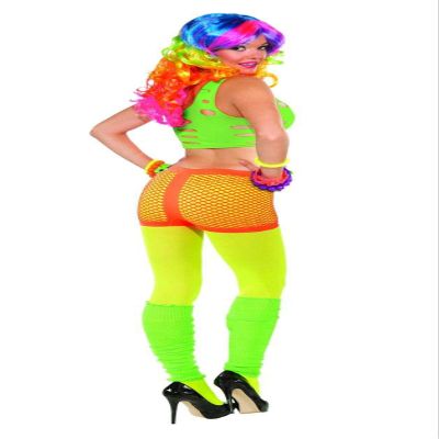 Forum Club Candy Neon Fishnet Costume Shorts, Orange, One Size