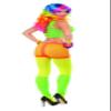 Forum Club Candy Neon Fishnet Costume Shorts, Orange, One Size view 2