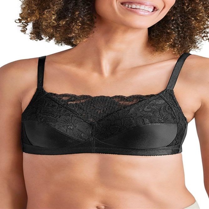 Amoena Womens Isabel Wire-Free Camisole Pocketed High Coverage Mastectomy Bra 2118 Black 40A