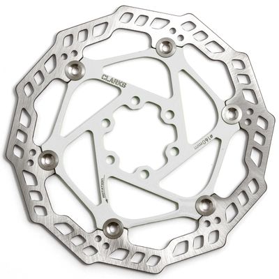 Clarks 160mm White Floating Rotor - Universal Stainless Steel Rotor with Alloy Carrier for Brake Systems on Mountain Bikes (MTB), Hybrid and Road Bikes