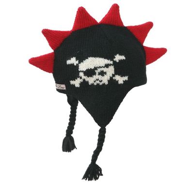 Born to Love Boys Mohawk Hat with Spikes and Skull Black, L