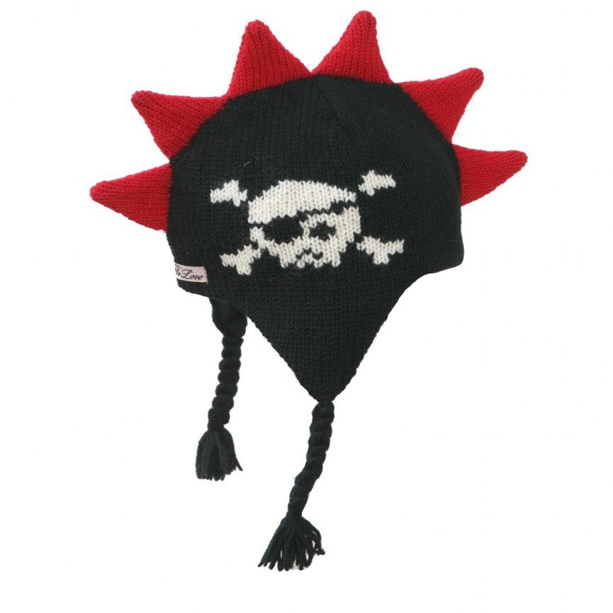 Born to Love Boys Mohawk Hat with Spikes and Skull Black, L