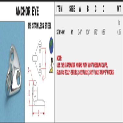 316 Stainless Steel Anchor Eye #1 (S3701-0001)