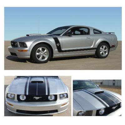 CarBeyondStore Ford Mustang 2005 to 2009 with Hood Scoop Fastback 2 Gloss Black Body Graphic Kit