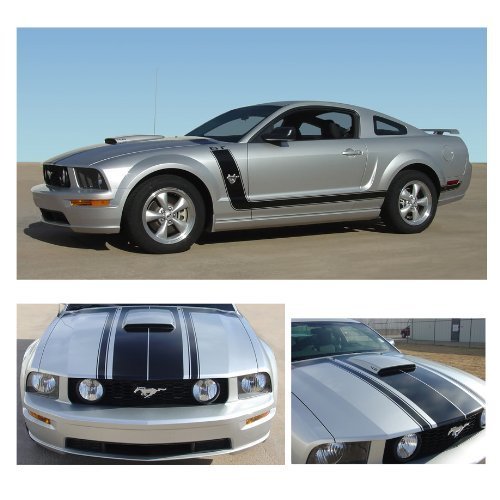 CarBeyondStore Ford Mustang 2005 to 2009 with Hood Scoop Fastback 2 Gloss Black Body Graphic Kit