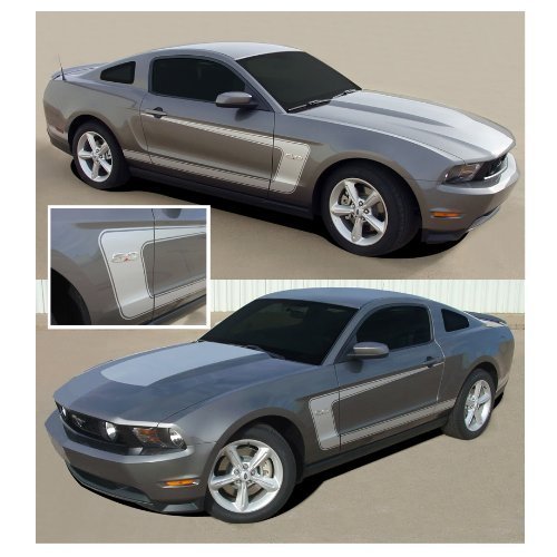 CarBeyondStore, Compatible with - Ford Mustang 2010 to 2012 Red Boss Stryle Side Stripes Body Graphic Kit