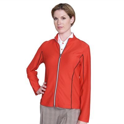 Monterey Club Women's Lightweight Honeycomb Emboss Texture Golf Jacket #2757 (FireBrick/Coconut, Small)