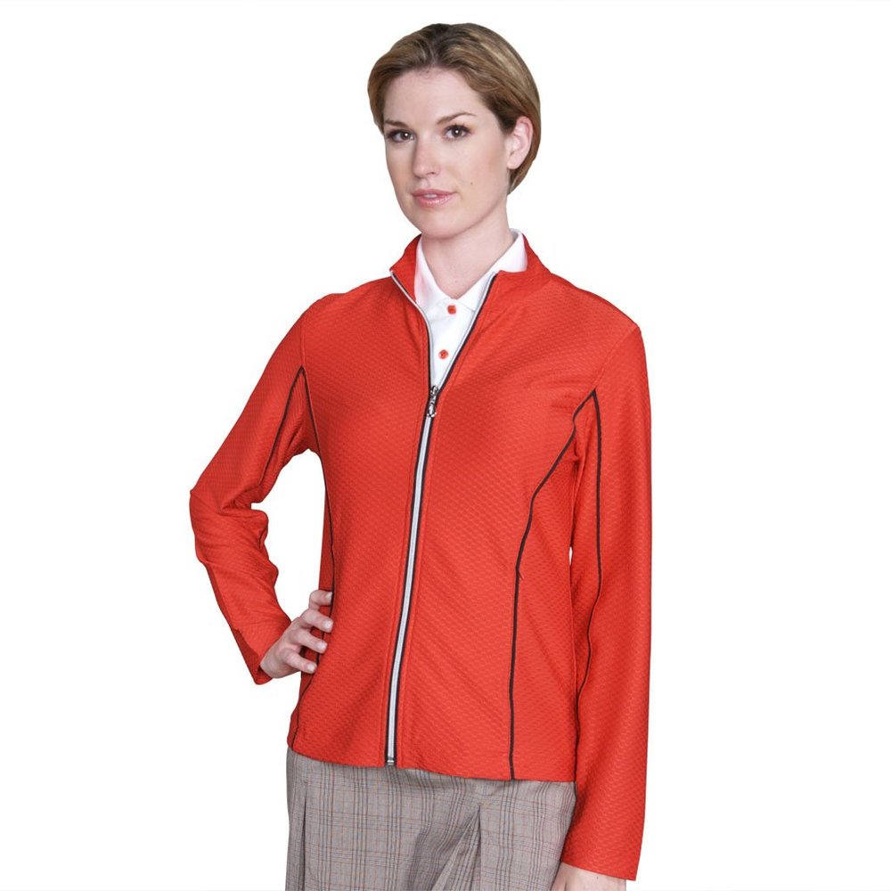 Monterey Club Women's Lightweight Honeycomb Emboss Texture Golf Jacket #2757 (FireBrick/Coconut, Small)