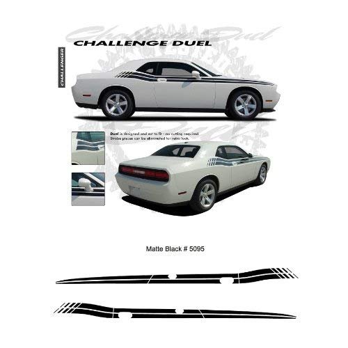 CarBeyondStore Dodge Challenger 2008 to 2010 Matte Black Duel Side Stripes Graphic Kit