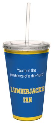 Tree-Free Greetings Lumberjacks College Football Fan Artful Traveler Double-Walled Cool Cup with Reusable Straw, 16-Ounce