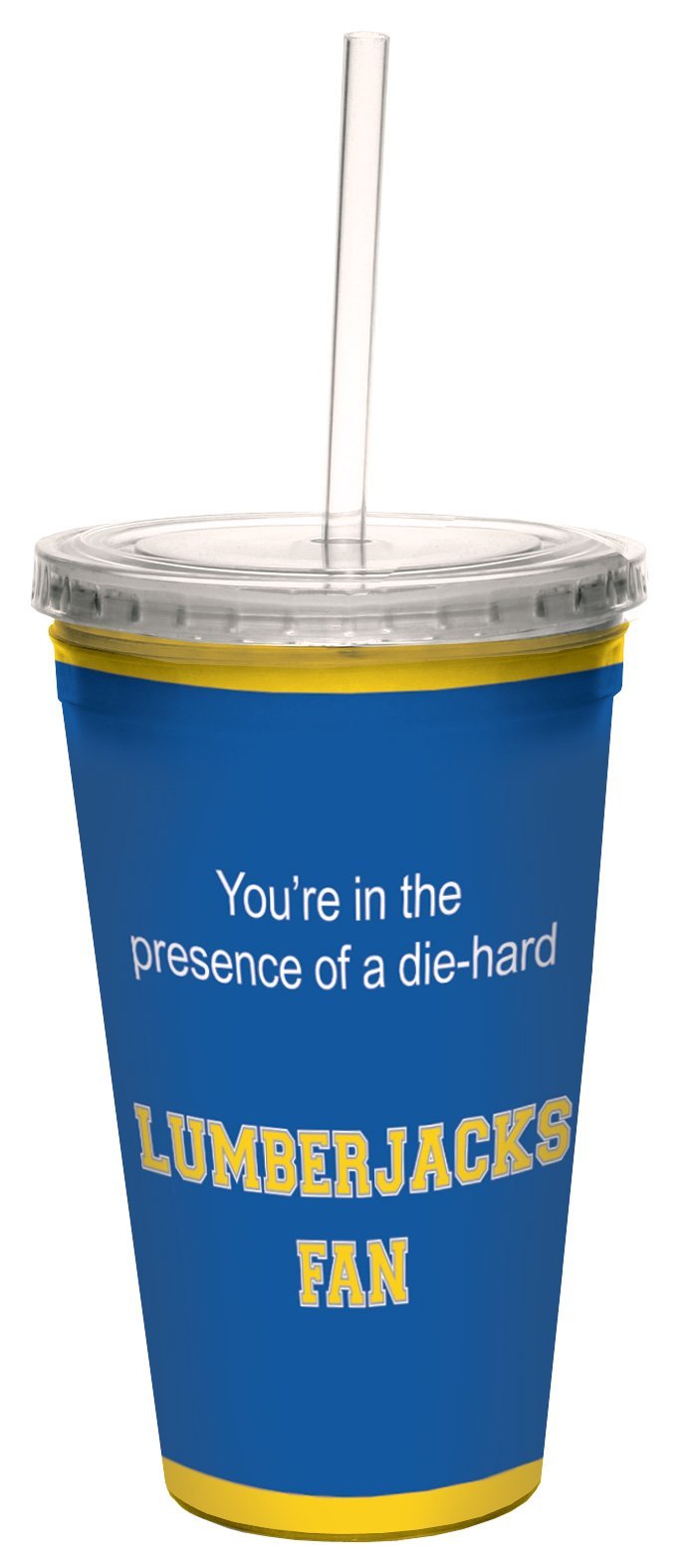 Tree-Free Greetings Lumberjacks College Football Fan Artful Traveler Double-Walled Cool Cup with Reusable Straw, 16-Ounce