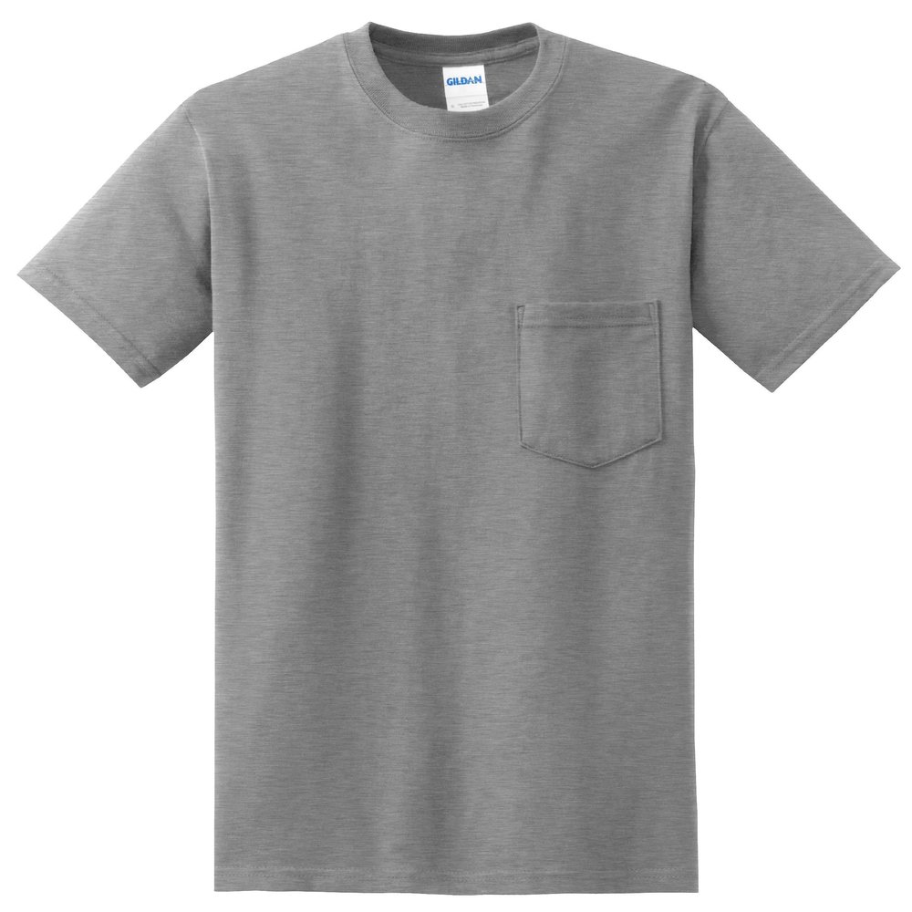 5.6 oz. 50/50 Pocket T-Shirt (G830) Grey, 3XL
