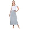 Azules Maxi Skirt for Women, Soft Stretchy Rayon Fold Over High Waist Flowy Trendy Dressy Boho Long Skirts for Women, Perfect for Any Day and Occasions (Petite & Plus Size) - Heather Gray, Medium view 2