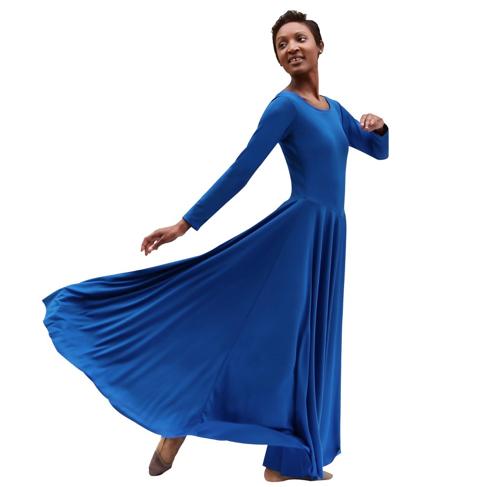 EUROTARD Womens 13524 Long Sleeve Worship Praise Liturgical Full Dance Dress (Royal, 3X)