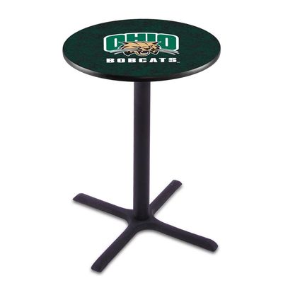 Holland Bar Stool Co. L211-36" Black Wrinkle Ohio University Pub Table with 36" Dia. top