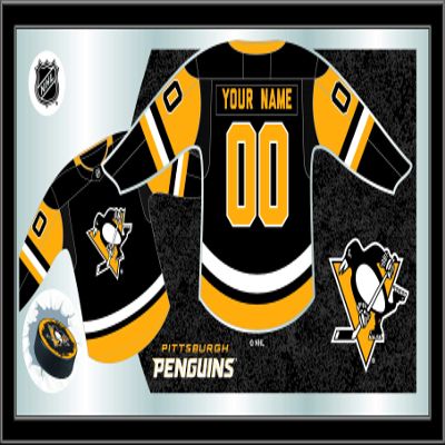 Holland Bar Stool Co. Pittsburgh Penguins Jersey Mirror Art, Black