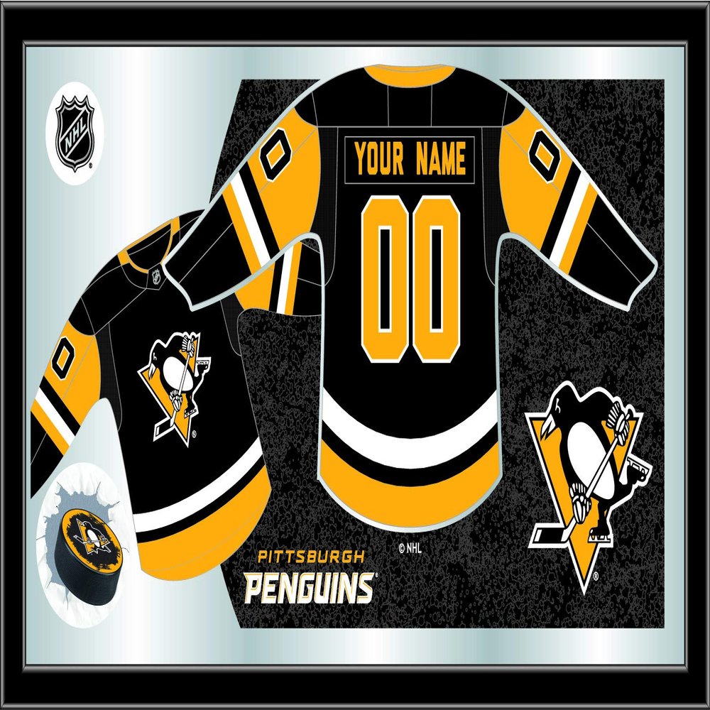 Holland Bar Stool Co. Pittsburgh Penguins Jersey Mirror Art, Black