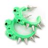 Teen Skulls and Spikes Small Hoop Earrings in Neon Green (Silver Tone) - 30mm Width view 1