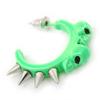 Teen Skulls and Spikes Small Hoop Earrings in Neon Green (Silver Tone) - 30mm Width view 3