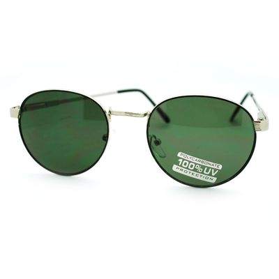 Black Silver Petite Round Sunglasses Thin Metal Frame Vintage Fashion