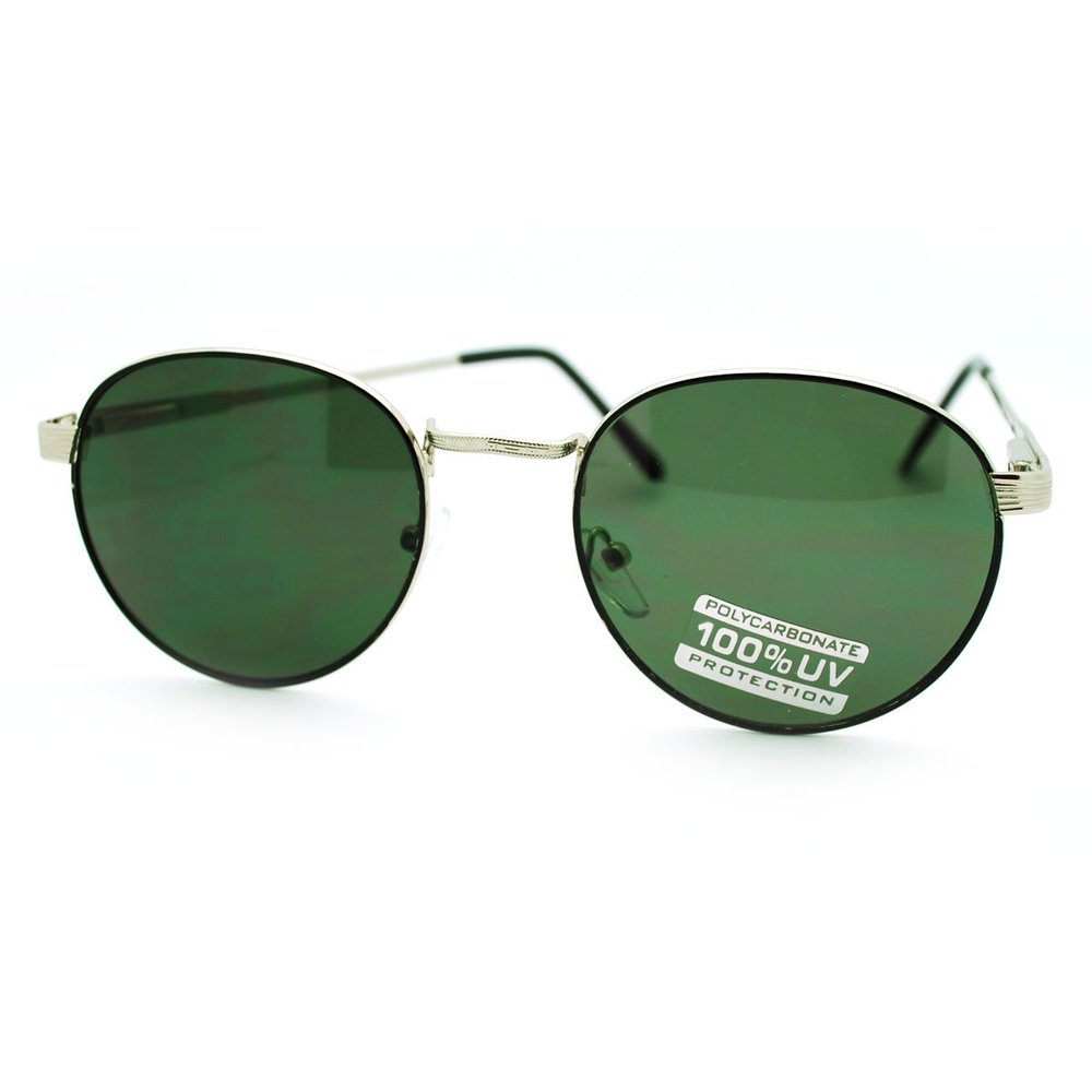 Black Silver Petite Round Sunglasses Thin Metal Frame Vintage Fashion