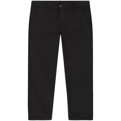 Nautica Boys' School Uniform Flat Front Twill Pant, Black, 10 Husky