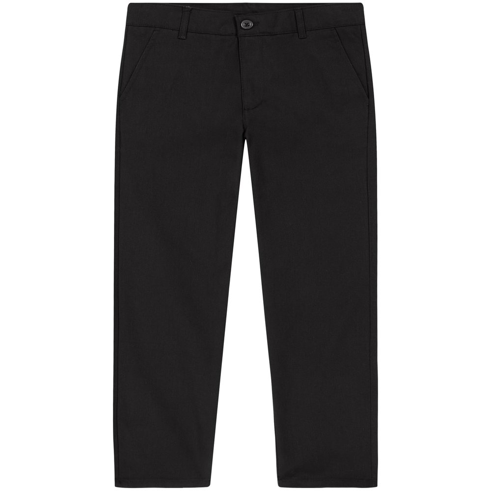 Nautica Boys' School Uniform Flat Front Twill Pant, Black, 10 Husky