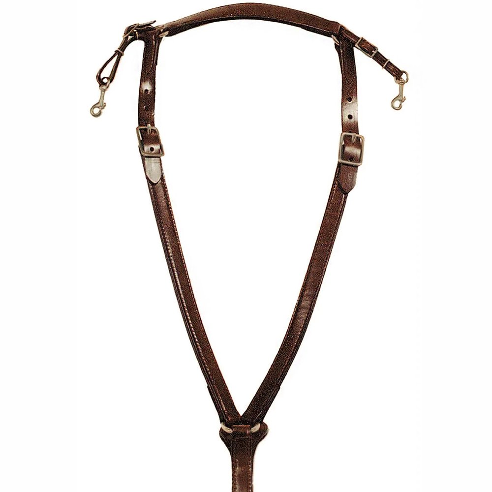 Circle Y Trail Horse Classic Over Neck Breast Collar | 1" Double-Ply Leather, Chrome Over Brass Hardware Western Horse Tack, Regular Oil