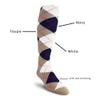 Golf Knickers Colorful Knee High Argyle Cotton Socks For Men Women and Youth - H: Taupe/Navy/White - Ladies view 4