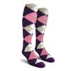 Golf Knickers Colorful Knee High Argyle Cotton Socks For Men Women and Youth - OOO: Purple/Pink/White - Ladies view 1