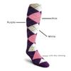 Golf Knickers Colorful Knee High Argyle Cotton Socks For Men Women and Youth - OOO: Purple/Pink/White - Ladies view 4