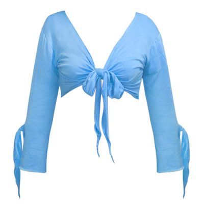 BellyLady Tribal Belly Dance Yoga Costume Wrap Top-Lakeblue