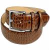Adam Silver Men's Genuine Italian Calfskin Leather Dress Belt 1-1/8"(30mm) Wide Polished Buckle (Alligator Tan, 48) view 1