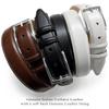 Adam Silver Men's Genuine Italian Calfskin Leather Dress Belt 1-1/8"(30mm) Wide Polished Buckle (Lizard Brown, 40) view 3