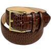 Adam Gold Men's Genuine Italian Calfskin Leather Dress Belt 1-1/8"(30mm) Wide Polished Buckle (Alligator Brown, 44) view 1