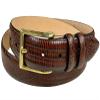 Adam Gold Men's Genuine Italian Calfskin Leather Dress Belt 1-1/8"(30mm) Wide Polished Buckle (Lizard Brown, 48) view 1
