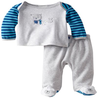 Disney Absorba Baby-Boys Newborn Footed Pant Set, Grey, 6-9 Months
