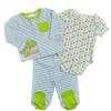 ABSORBA Baby-Boys Newborn B Dinosaurs 3 Piece Jacket Set, Blue/Stripe, 3-6 Months view 1
