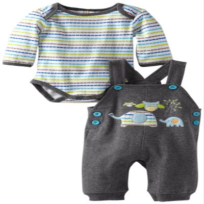Absorba Baby-Boys Newborn Elephant Overall Set, Grey, 6-9 Months