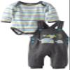 Absorba Baby-Boys Newborn Elephant Overall Set, Grey, 6-9 Months view 1