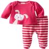 Absorba Baby-Girls Newborn Bunny V Footed Pant, Dark Pink, 6-9 Months view 1