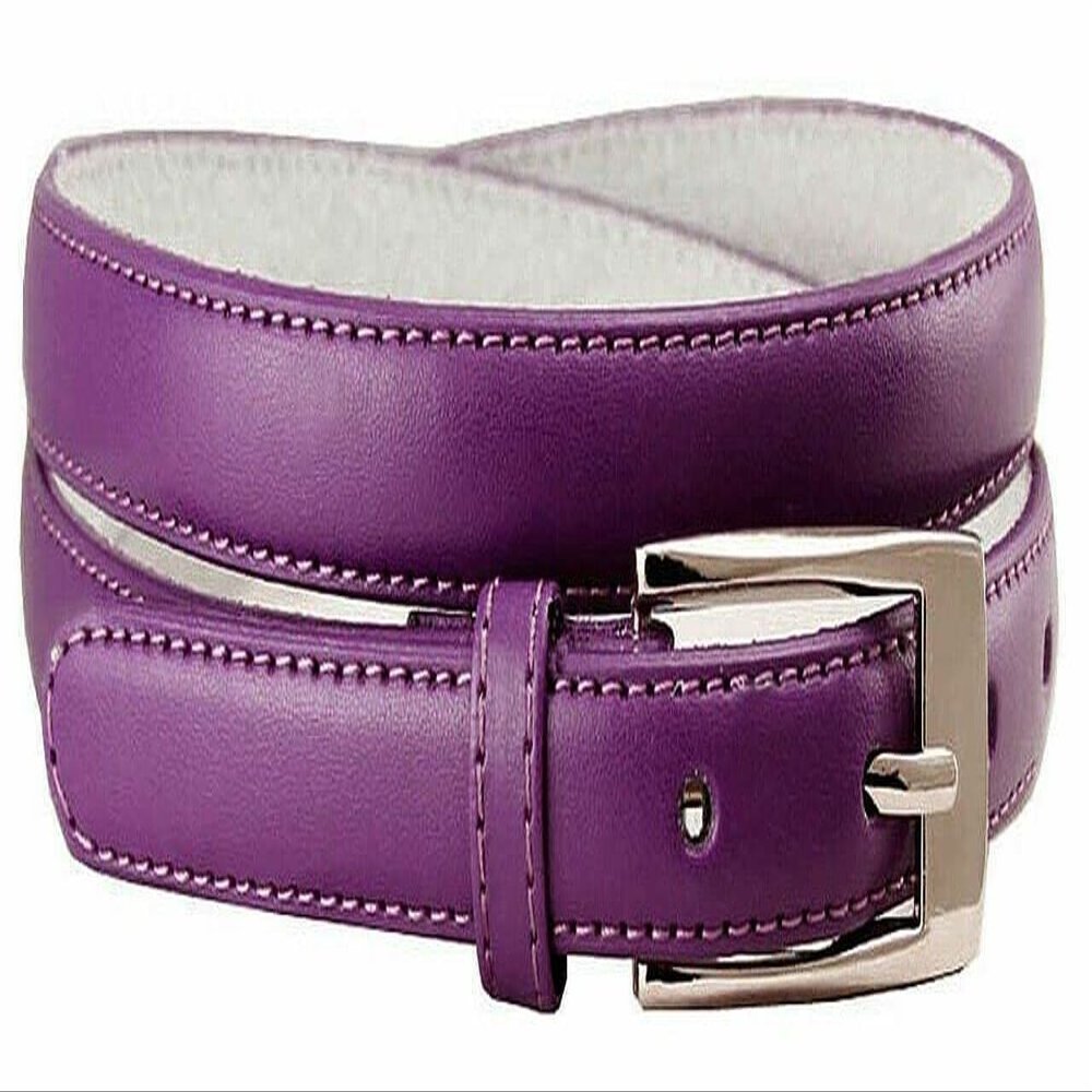 7055 Women's Betls Ladies Fashion Skinny Soft Dress Casual Leather Belt 3/4"(19mm) wide (Purple, XL)