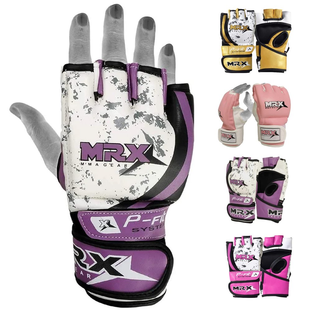 MMA Ladies Grappling Training Gloves Cage Women Fighting Sparring Gloves Purple (Large)