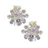 STARBURST Silver tone lilac and Clear Crystal Clip On Earrings view 1