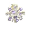 STARBURST Silver tone lilac and Clear Crystal Clip On Earrings view 2