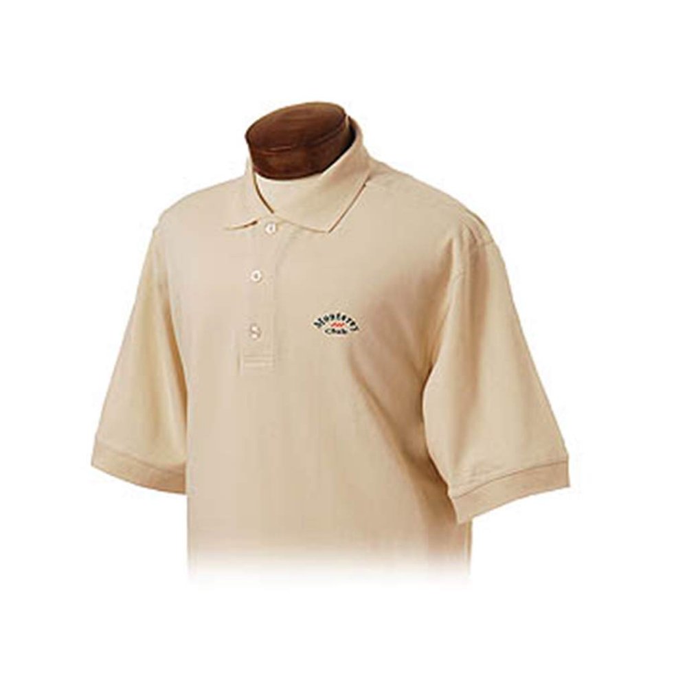 Monterey Club Men's Combed Cotton Solid Pique Polo Shirt #3200 (Stone, Small)