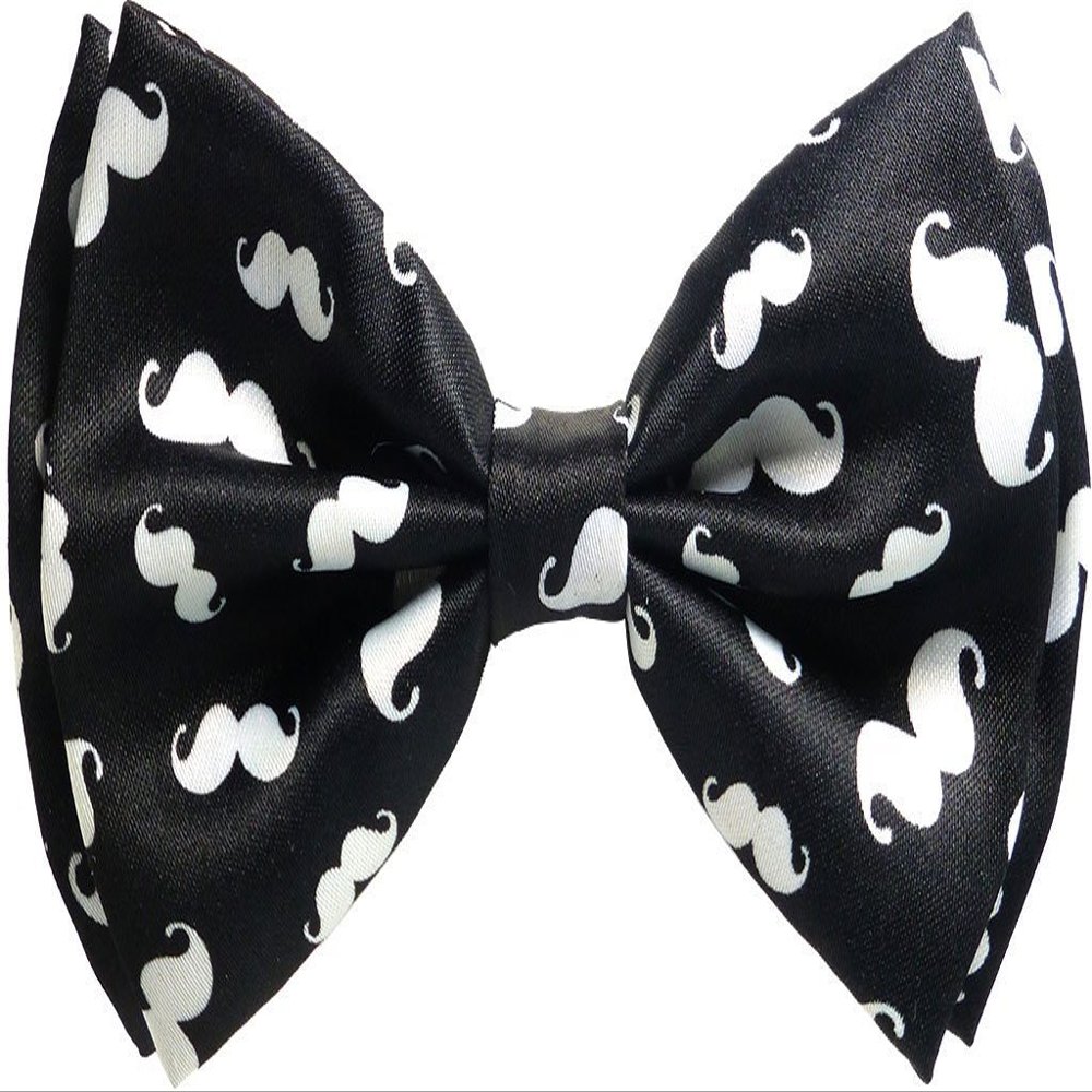Buckletown Men's Mustache Adjustable Classic Pre-Tied Bow Tie (Black/White)