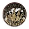 Armor Coin & Emblem - Solid Antique Bronze Pioneer Handcart Trek - Round Lapel Pin/Tie Tack view 1