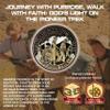 Armor Coin & Emblem - Solid Antique Bronze Pioneer Handcart Trek - Round Lapel Pin/Tie Tack view 4