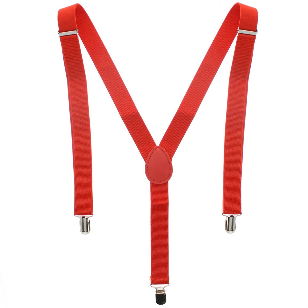 BigbigMall Adjustable Unisex Adult Child Elastic Clip-on Brace Suspender Y Back Neon Belt,Red